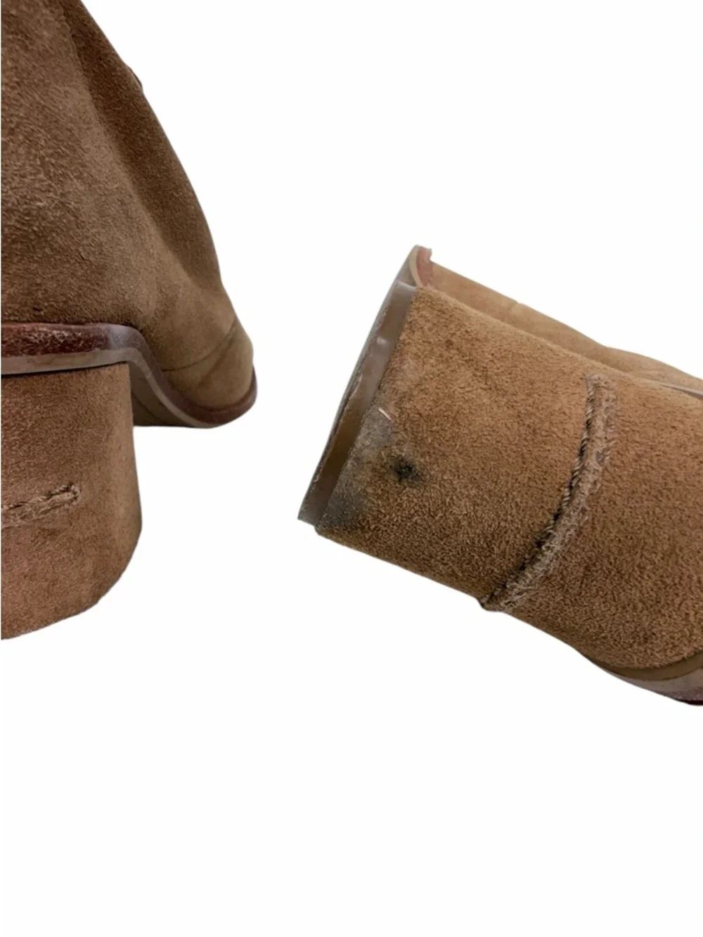 UGG Australia Suede Open Toe Booties Heels Brown Size 7.5 Block Heel Ankle Boots - Picture 11 of 16